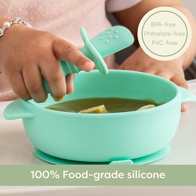 UpwardBaby 3 Pack Silicone Baby Feeding Spoons with Anti Choke Barrier - Baby Spoons Self Feeding 6 Months, First Stage Infant Supplies, Toddler Utensils, Baby Led Weaning Soft-Tip Training Spoons