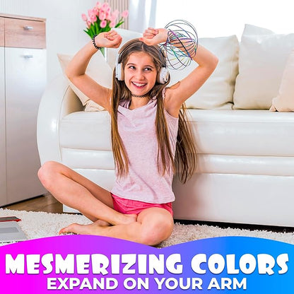Flow Ring Spinner Ring Arm Toy - Sensory Rings Fidget Bracelet Geometric Sensory Spring Toy Magic Flow Bracelet Fidget Flow Bracelet Flow Rings Fidget Toy - Arm Fidget Spinner Kinetic Toys Magic Rings