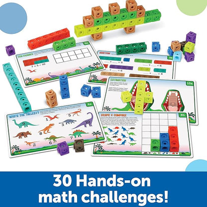 Learning Resources MathLink Cubes Kindergarten Math Activity Set: Dino Time! 115 Pieces, Ages 5+ Kindergarten STEM Activities, Math Games for Kids, Mathlink Cubes Activity Set, Ages 5+