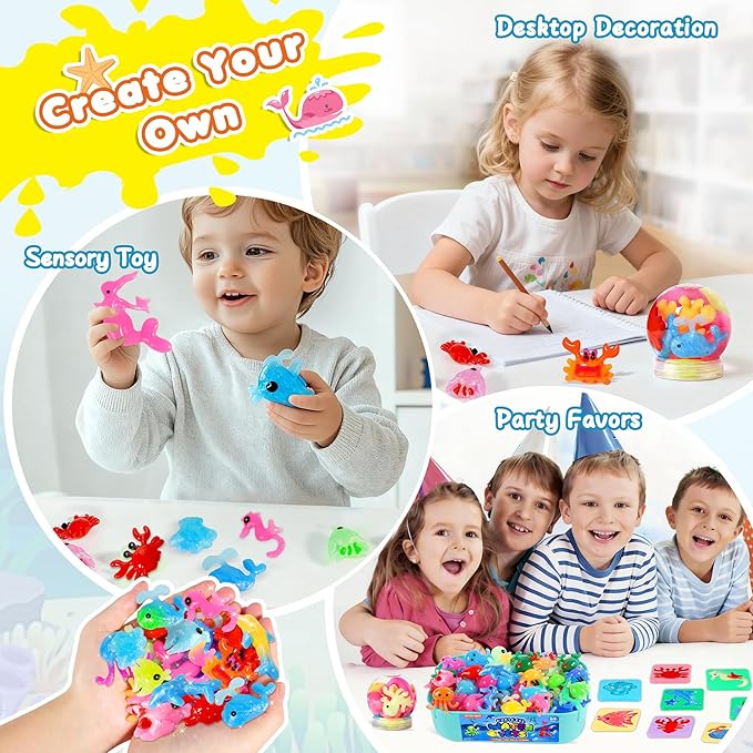 Magic Water Elf Toy Kit for Kids, Aqua Fairy Magic Gel Water Pets, 12 Gels & 10 Molds, DIY Squishy Maker Set, Create Your Own Squishies Sensory Toys Crafts, Gifts for 4 5 6 7 8 9 10 Year Old Boy Girl