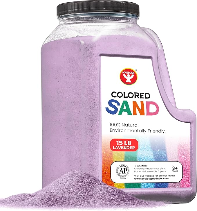 Hygloss Colored Play Sand – 15 lb Lavender Craft Sand for Sand Art, Christmas Gifts & Decorations, DIY Projects, Classroom Activities, and Plant Décor – Fine, Non-Toxic Sand, Safe for Kids Ages 3+