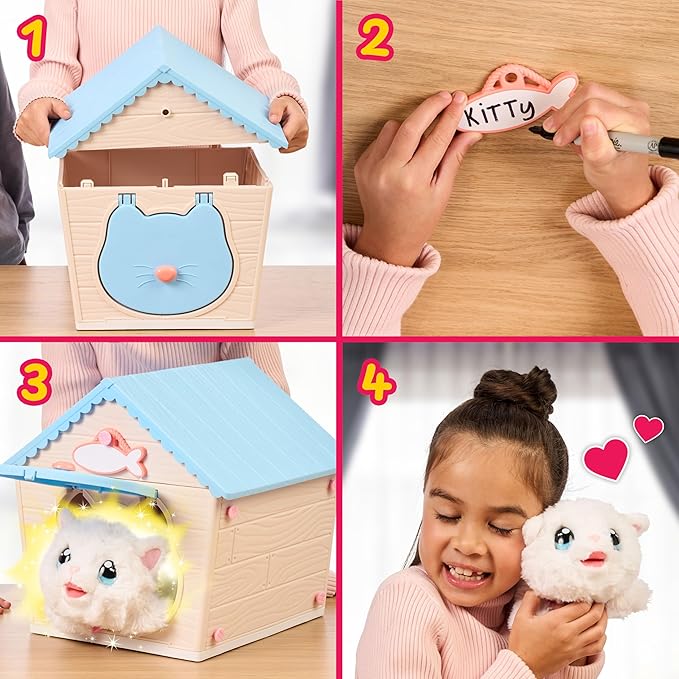 Little Live Pets My Kitty's Home | Interactive Plush Toy Kitten & House, Surprise Reveal with 25+ Sounds & Reactions. Build Kitty's Home - Easy Build DIY Home, Batteries Included. for Kids Ages 5+