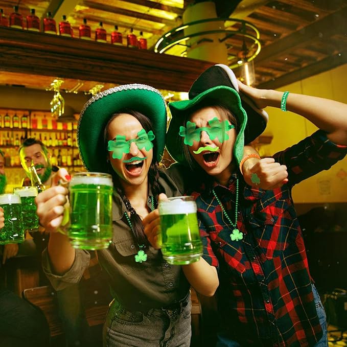 St. Patrick's Day Accessories Green Shamrock Glasses Necklaces Bracelets Temporary Tattoo Stickers Mustaches