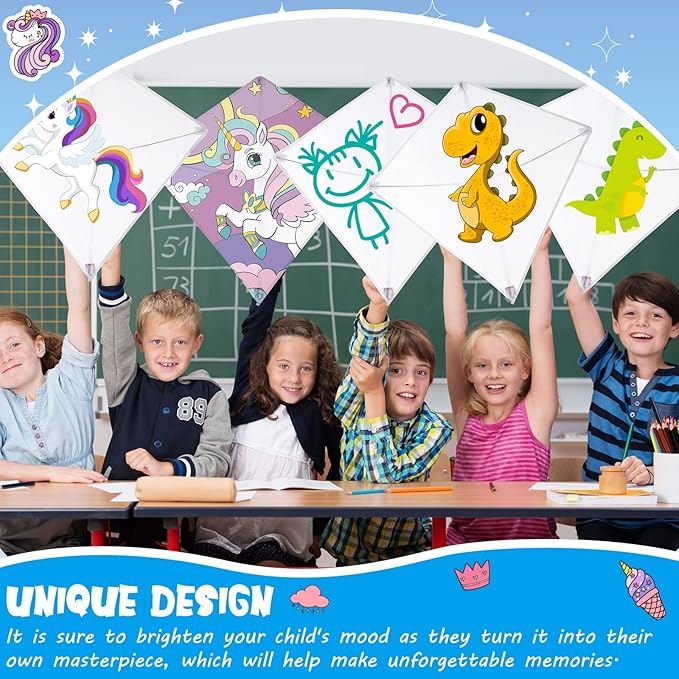 20 Packs DIY Kites for Kids Kite Making Kit Bulk Make a Kite Kit Easy Flying Kites Make Your Own Kite Kit Decorating Coloring Kite Party Pack Color Your Own Arts and Crafts Outdoor Activities Supplies