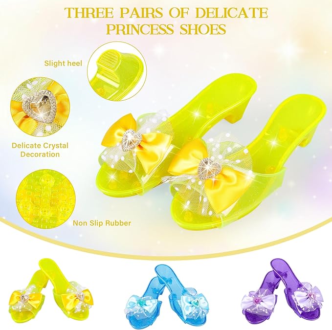 Princess Jewelry Boutique Dress Up & Elegant Shoe, Role Play Fashion Accessories of Crowns, Skirts, Necklaces, Bracelets, Rings, Gift Toys for Age 3 4 5 6 Year Old Girls Kids Toddlers Party Favors