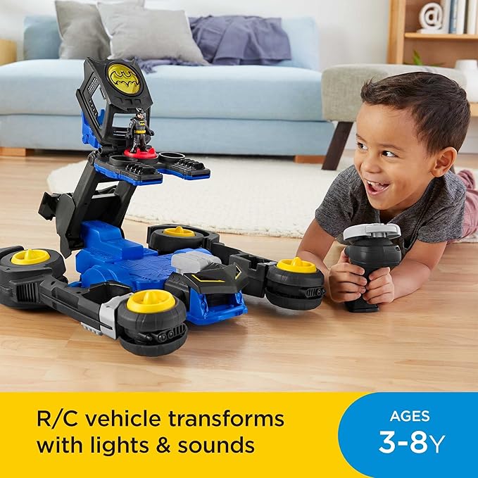 Fisher-Price Imaginext DC Super Friends Batman Transforming Batmobile Remote Control Vehicle Toy Car with Lights and Sounds, for Kids Ages 3 to 8