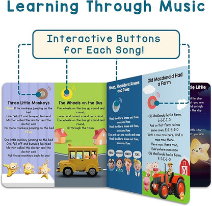 LEARNING BUGS Nursery Rhymes – Sing Along with 28 Favorite Nursery Rhymes, Musical Books for Toddlers, 28-Button Music Book, Musical Toys for Toddlers 1-3
