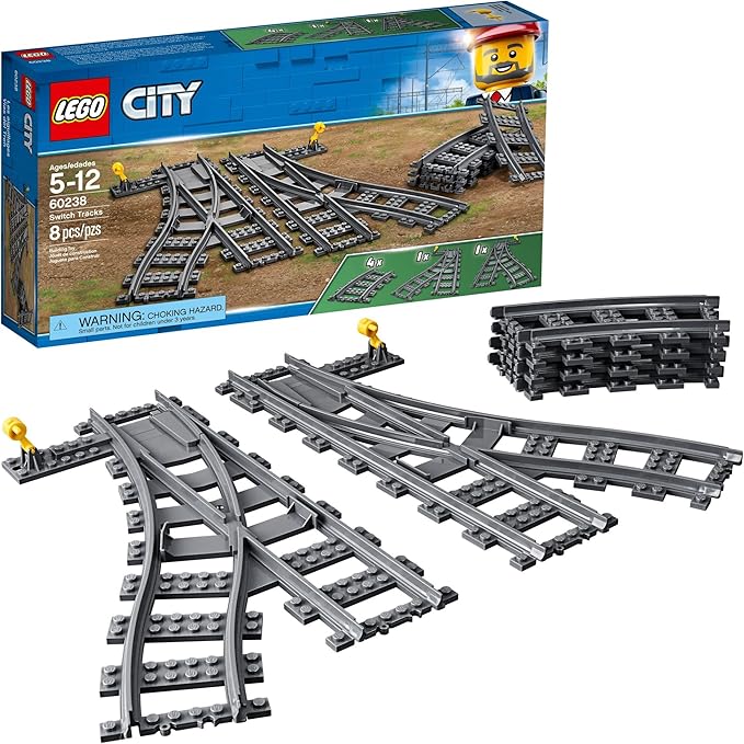 LEGO City Trains Switch Tracks 60238 Building Toy Set for Kids, Boys, and Girls Ages 5+ (8 Pieces)