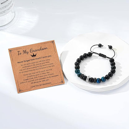 To Mens Gifts Cross Bracelet for Boys Son Grandson Brother Nephew, Cross Beads Bracelet Christian Birthday Graduation Gifts for Teen Boys