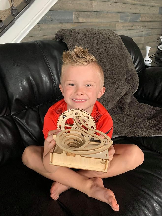 Solar Wooden Marble Run for Kids 8-12 - Wood 3D Puzzle - Building Blocks Toy & Construction Play Set - Marble Maze Track & Race Game- Educational Science Experiment & STEM Learning Gift for Boys Girls