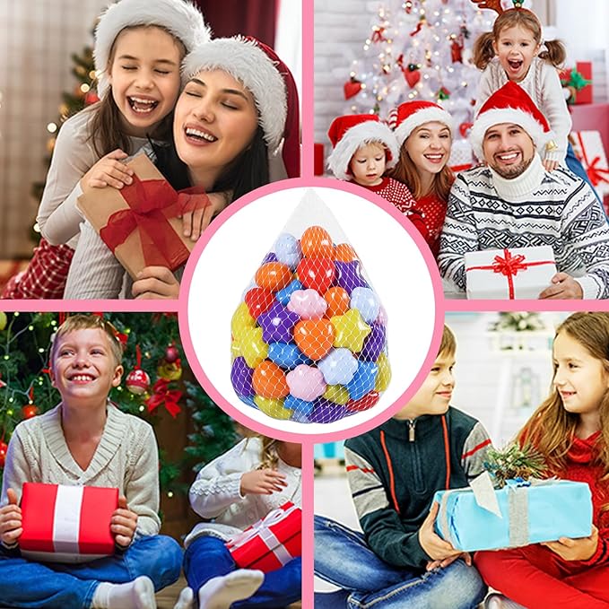 GOGOSO Ball Pits Balls for Toddlers, 100 Stars Hearts Florid Shapes Ball, Flowers Plastics Balls for Bounce House, Pastel Ball for Kids Birthday Party Xmas Friendship Bracelet Banner Decor
