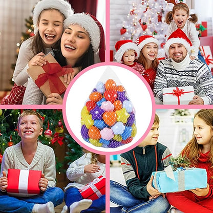 GOGOSO Ball Pits Balls for Toddlers, 100 Stars Hearts Florid Shapes Ball, Flowers Plastics Balls for Bounce House, Pastel Ball for Kids Birthday Party Xmas Friendship Bracelet Banner Decor