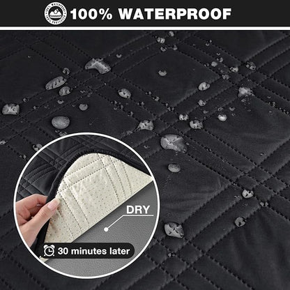 TAOCOCO 100% Waterproof Loveseat Recliner Cover, Non Slip Split Loveseat Covers for Reclining Loveseat with Elastic Straps, Washable Recliner Chair/Furniture Protector for Kids Pets(2 Seater, Black)