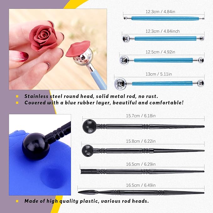 Swpeet 29Pcs Hand Modeling Clay Sculpting Tools Kits, Ball Stylus Tool, Wooden Dotting Tools, Rubber Tip Pens, Sculpture Knives, Ceramic Pottery Tools Sculpting Kit for Making Modeling Clay