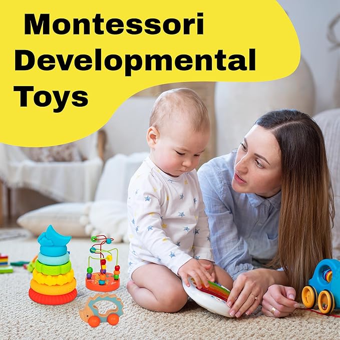 Montessori Toys for Babies 6-12 Months - 6-in-1 Montessori Box Toy w/Rainbow Stacking Tower, Object Permanence Box & More - Educational Toys for Imaginative Learning