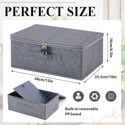 Briwooody Discreet Lockable Toy Bag Storage Organizer Toy Bag Storage Bins Case with Zipper Lid for Women and Men Clothes Container(Gray,15 x 10 x 6.3 Inch)