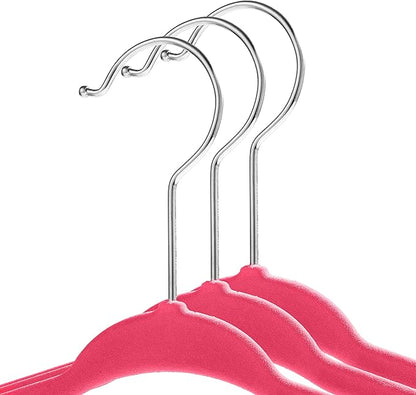 Casafield 50 Velvet Baby Hangers - 11" Size for Infant & Toddler Clothes - Pink