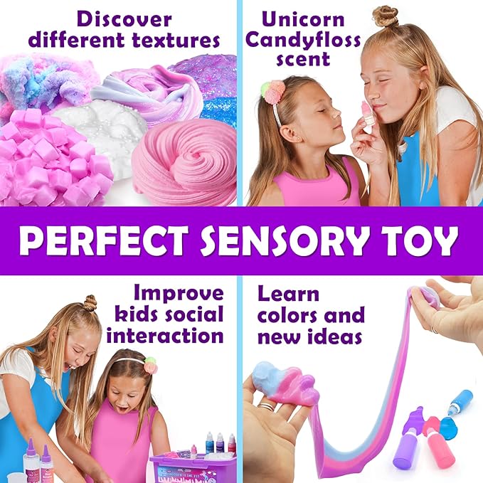 Original Stationery Mini Unicorn Slime Kit - Multicolor, One Size, Ages 7-12 - DIY Unicorn Slime Kit for Girls & Boys with Clay, Foam Balls & Glitter - Kids Crafts & Toys, Magical Gifts