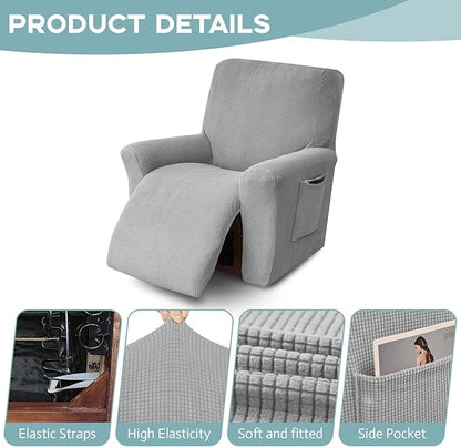 Recliner Chair Cover Lazy Boy Recliner Covers Recliner Covers for Recliner Chair 1 Piece Furniture Protector Prevent wear and pet Hair（Recliner,Light Grey）