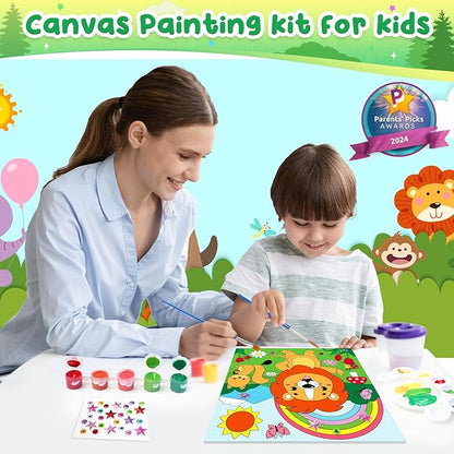 pigipigi Acrylic Paint Set Activity for Kids, Easter Basket Stuffers Art Craft Paints Gifts for Girls Boys Party Favor Games DIY Supplies, Valentine's Day Gifts for Kids