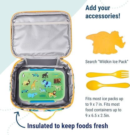 Wildkin Kids Insulated Lunch Box Bag for Boys & Girls, Reusable Kids Lunch Box is Perfect for Early Elementary Daycare School Travel, Ideal for Hot or Cold Snacks & Bento Boxes (Party Animals)