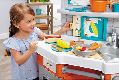 Little Tikes Home Grown Kitchen - Role Play Realistic Kitchen Real Cooking & Water Boiling Sounds Kitchen Accessories Set for Girls Boys - Multicolor 22 x 18 x 30.25 inches