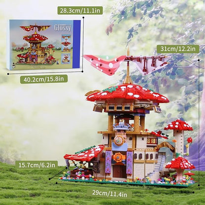 2763PCS Mushroom House Building Blocks,Creative Ideals Ganoderma Hotel Building Blocks, Perfect Choice for 6+ Boys, Girls or Adults