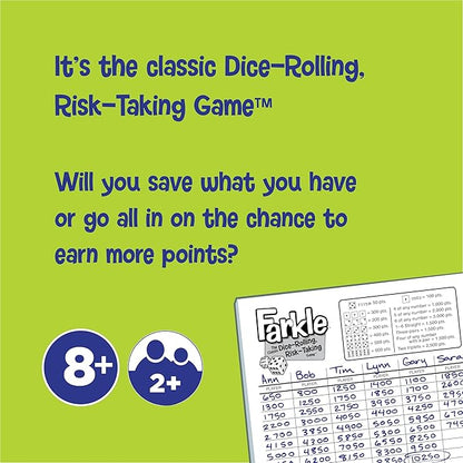 Farkle Classic Dice Game – Kids Games, Dice Games, Family Games, Travel Games, Adult Games, Board Games, Dice Cup, Dice Set, Farkle Score Sheets Included, Ages 8+