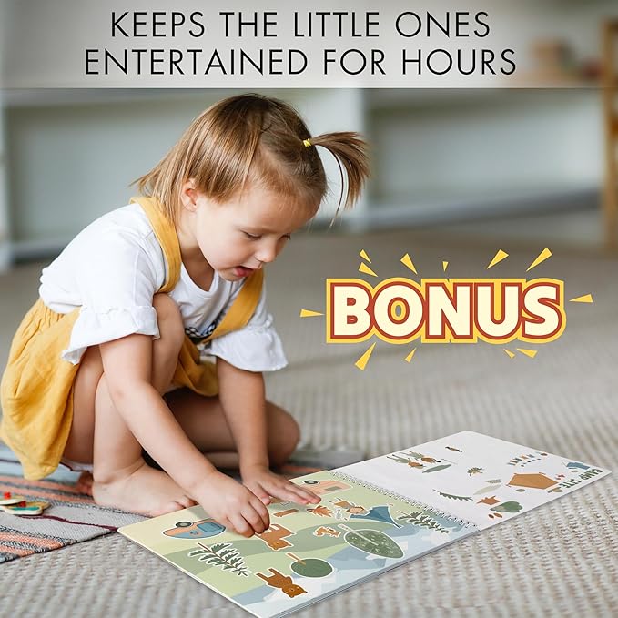 Fun Sticker Book For Toddlers 2-4 Years - Perfect Kids Activity Book With 500+ Beautiful Stickers & 12 Reusable Themes for Entertaining Boys & Girls 4-8 While Traveling - Incl. Animal & Coloring Pages