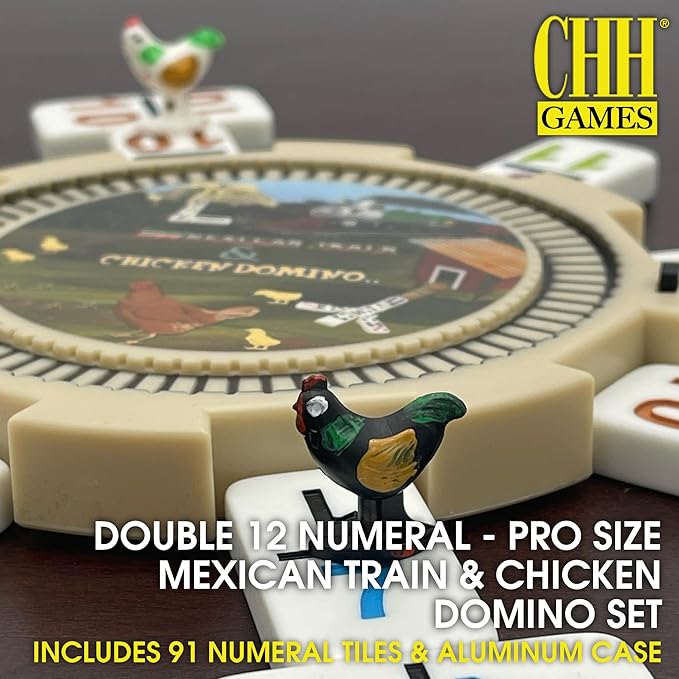 CHH Double 12 Numeral Pro Size Mexican Train & Chicken Domino Set