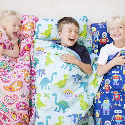 Wildkin Original Nap Mat with Reusable Pillow for Boys & Girls, Perfect for Elementary Daycare Sleepovers, Features Hook & Loop Fastener, Cotton Blend Materials Nap Mat for Kids