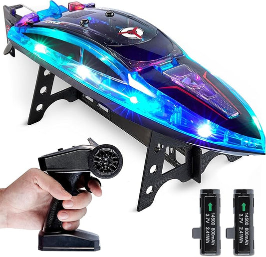 Force1 Velocity Pro LED RC Boat- Remote Control Boats for Adults and Kids, Underwater Speed Racing Mini RC Toy for Pools and Lakes, LEDs, 2.4GHZ Transmitter, Rechargeable Batteries, Low Battery Alert