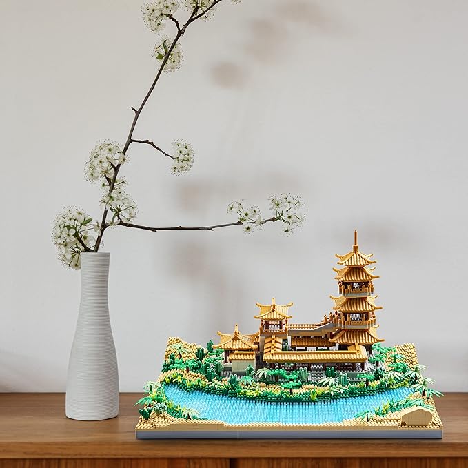 Chinese Architecture Mini Bricks Building Blocks Crescent Moon Spring Collection Model for Display Micro Block for Adults Decorative Creative Toy Present for Children Age of 14+ 3350 PCS