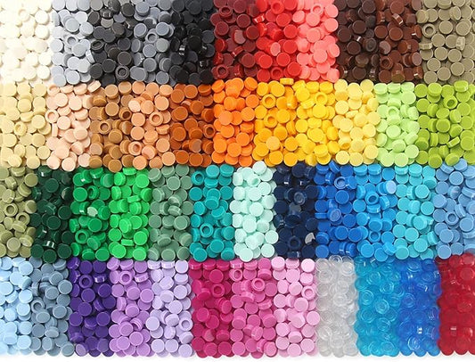 4600PCS 1×1 Round Tiles 46 Colors Flat Bricks MOC Parts and Pieces, Multicolored Bulk Studs Building Accessories for Smooth Surface, Mosaics and Pixel Art Toy Dots Compatible with Major Brands 98138