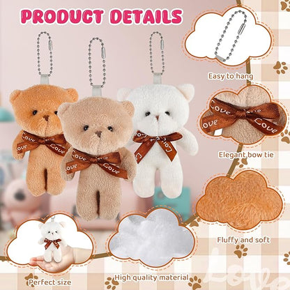Valentines Day Gifts for Kids Classroom Party Favors Valentines Cards with Mini Teddy Bears Plush Toys Stuffed Animals Keychain Valentine Gift Exchange School Game Prize for Boys Girls 24 Pack
