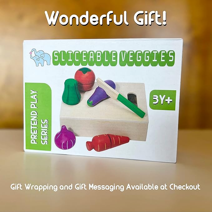 Montessori Mama Wooden Toy Food Cutting Vegetable Set - Velcro Food Toys for Toddlers - Toddler Kitchen Accessories Set with Storage-Cutting Board Box - Perfect Food Cutting Toys for Kids Gift