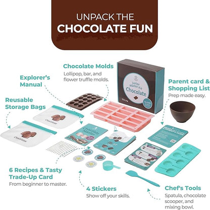 Tovla Jr. Ultimate Real Chocolate- Making Kit for Kids – Fun DIY Candy & Dessert Kit, STEM Activity for Ages 4+, Visual Learning Baking and Cooking Molds & Tools Set, Great Gift for Young Chefs