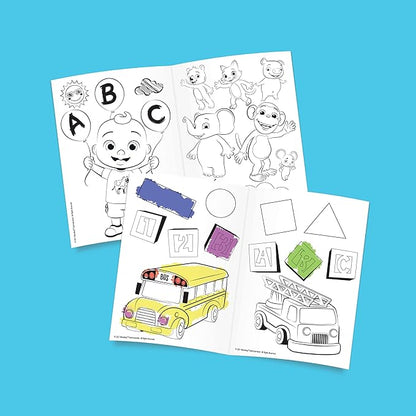 CoComelon Draw and Play Desk by Delta Children – Includes 10 Markers and Coloring Book, Blue