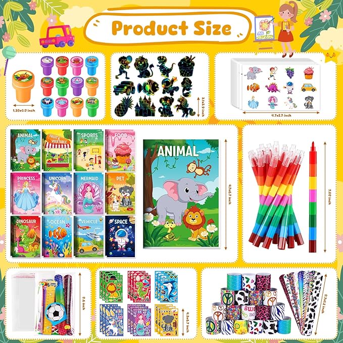BenLouis 96Pcs Kids Party Favors Mini Coloring Books Crayon Slap Bracelets Stickers Set Bulk for Kids 4-8-12 Classroom Birthday Gifts Goodie Bags Pinata Stuffers School Rewards Crafts Supplies