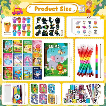 BenLouis 96Pcs Kids Party Favors Mini Coloring Books Crayon Slap Bracelets Stickers Set Bulk for Kids 4-8-12 Classroom Birthday Gifts Goodie Bags Pinata Stuffers School Rewards Crafts Supplies