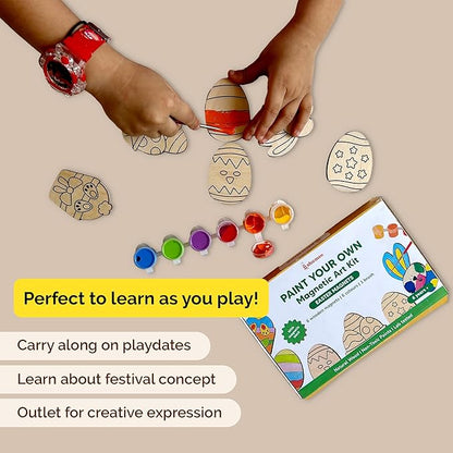 Shumee Paint Your Own Wooden Magnets -(Easter Magnets Themed) DIY Art & Craft for Kids- Age 6 Years+ | Organic 6 Non Toxic Paint | Ideal Gift for Kids | Valentine's Day Gift for Kids