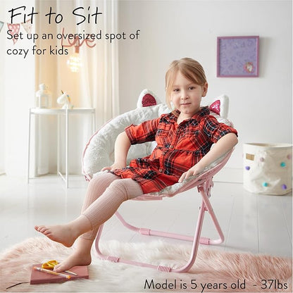 Heritage Kids Unicorn Saucer Chair, For Gaming Textile, White