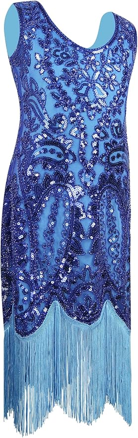 1920's Sequins Flapper Dress Children's Day Gift Party Halloween Costumes for Girls Accessories Set