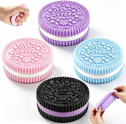 Gytera Sticky Cookie Squishies Fidget Toys Adults, Squeeze Toys Fidget Toys for Autism, Stress Balls for Adults Fidgets Birthday Easter Basket Stuffers(4 Pack Pink Black Green Purple)