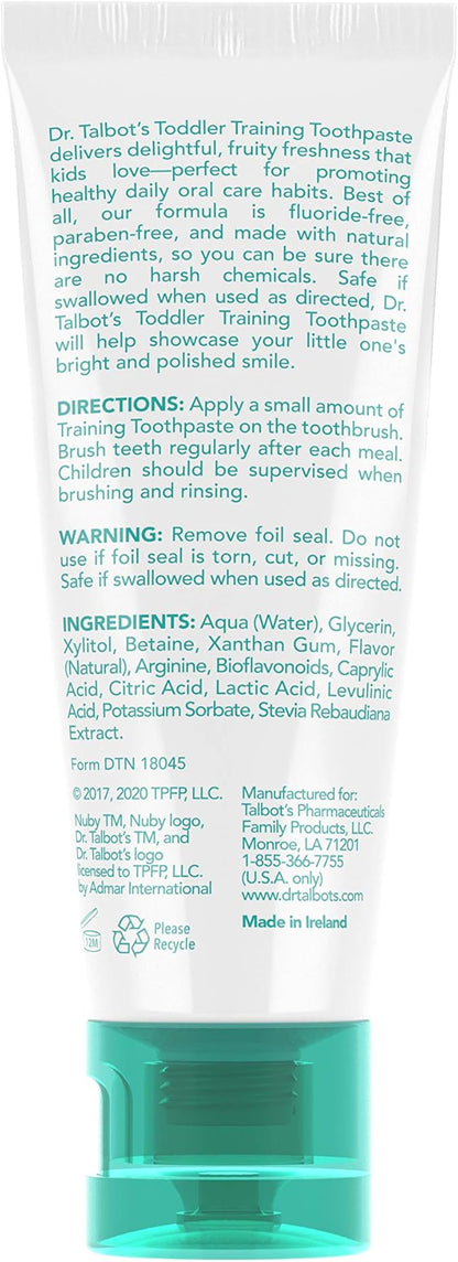 Dr. Talbot's Toddler Training Toothpaste Naturally Inspired with Citroganix, with Toothbrush Included, Blue/Green, 1.6 Ounce