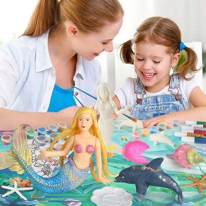 BESTYMXY Mermaid Toys Painting Kit, Mermaid Paint Kit, Kids Art Set, DIY Mermaid Paint Arts & Crafts Set, Mermaid Toys for Girls