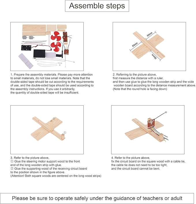 Wooden Electric Wind Powered Boat Model Kit, Science Experiment Kit for Youth Age, Wireless Remote Control Wind Boat Stem Project, Educational DIY STEM Set for Youth