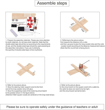 Wooden Electric Wind Powered Boat Model Kit, Science Experiment Kit for Youth Age, Wireless Remote Control Wind Boat Stem Project, Educational DIY STEM Set for Youth