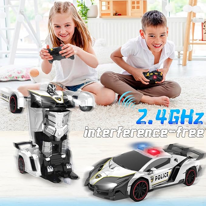 Dolanus Remote Control Car - Transform Police RC Cars, Robot Toys for Ages 5-7, Kids Toys, 4 Year Old Boy Toys, Birthday Gifts for Boys Kids Toddlers, Toys for 3 4 5 6 7 8 10 12 Years Old Boy- Black