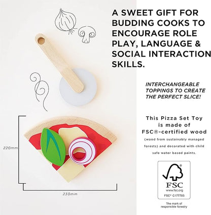 Le Toy Van - Childrens Wood Pretend Play Food | Wooden Honeybake Pizza Pretend Food Toy Playset | Toy Kitchen Accessories Play Food Role Play Toy (TV279)